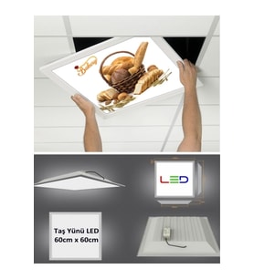 Fırın, 60x60 Taş Yünü Asma Tavan Led Panel-60w-led Sıva Altı-logo Panel Aydınlatma, Led Armatür
