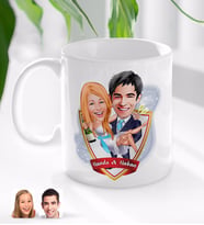 BK Gift Kişiye Özel İsimli Evleniyoruz Karikatürlü Beyaz Kupa Bardak-4