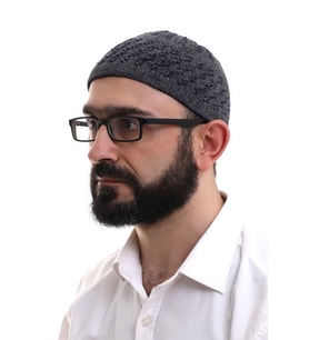 Baba Günü Hediyesi - Füme Hasır Desen Kışlık Kadife Namaz Takkesi