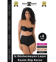 #Korse İz Yapmayan 2 Beden Küçülten Kaymaz Toparlayıcı Lazer Kesim Slip Korse - 4 Adet