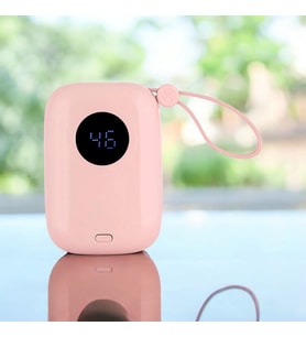 Kişiye Özel Dijital Ekranlı Şarj Göstergesi Powerbank10000 Mah Pembe