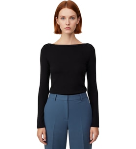 Kadın Esnek Örme Kayık Yaka Uzun Kollu Slim Fit Bluz Kaliteli Şık Rahat Modern Zarif Günlük