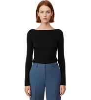 Kadın Esnek Örme Kayık Yaka Uzun Kollu Slim Fit Bluz Kaliteli Şık Rahat Modern Zarif Günlük