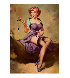 Ağaç Dalında Oturan Pin Up Kızı Desenli Mdf Tablo