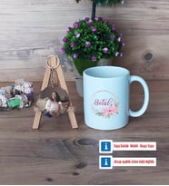 İsme Özel İsim Yazılı Kupa Bardak Beyaz ve Fotoğraflı Ahşap Anahtarlık Hediye (Model 1)