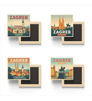 Zagreb Hırvatistan - 4 adet - 9x9 cm Buzdolap Magneti