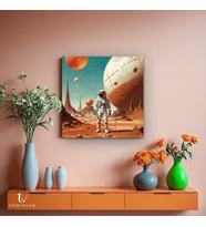 Kare Kanvas Tablo Astronot Gezegen Uzay Tablosu Ev Ofis Duvar Dekoru