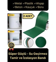 Premium Dayanıklı Süper Güçlü Su Geçirmez Sızdırmaz Yeşil Tamir ve İzolasyon Bandı 48mm x 10m-2 Adet