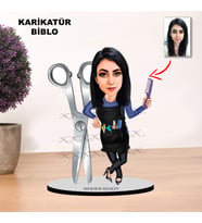 KİŞİYE ÖZEL KARİKATÜR KADIN KUAFÖRÜ TASARIMLI BİBLO XKBK9