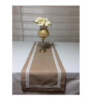 Kahverengi Gelin Çeyiz Dantelli Runner Duck Dertsiz  Masa Örtüsü 170x230 Cm