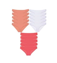 15 adet Süper Eko Set Likralı Kadın Slip Külot Pudra Beyaz Fuşya