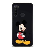 Xiaomi Redmi Note 8 Soft Premier Kapak Mickey Mouse-E Tasarımlı Silikon Kılıf - Siyah (Şeffaf)
