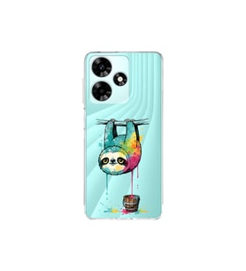 Infinix Hot 30 ile Uyumlu Splash Tembel Hayvan Tasarımlı Şeffaf Silikon Kılıf