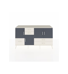 Kronos Konsol 4 Raflı 5 Çekmeceli 4 Kapaklı 176x59x99 Aytaşı-Antrasit/Aytaşı