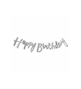 Kaligrafi Banner Gümüş Happy Birthday