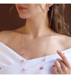 Renkli Swarovski Taşlı Rose Gold Kaplama Tasarım Set