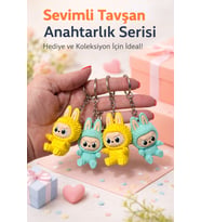 4’lü Labubu Figürlü Anahtarlık Seti Sevimli Tulumlu Karışık Renk