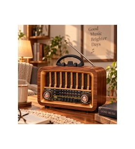 Radyo Ahşap Retro Orta Boy Bluetooth Bağlantılı USB/TF Şarjlı