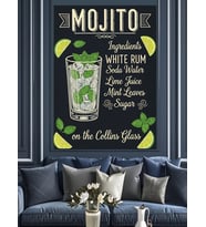 Yeşil Mojito Kokteyl Menüsü Dekoratif Kanvas - Mdf Ahşap Tablo