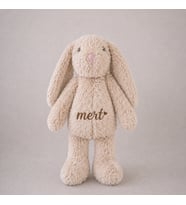 Bej Renkte İsme Özel Yumuşacık Peluş Tavşan Bebek Hediyesi