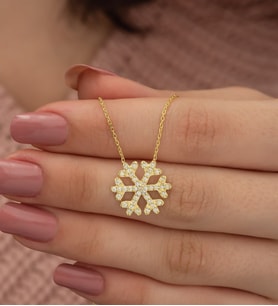 925 Ayar Gold Kartanesi Kadın Gümüş Kolye