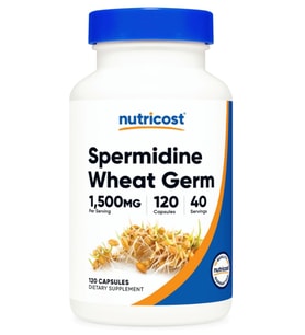 Nutricost Spermidine  1500mg Wheat Germ Extract, 120 Capsules - 15mg Equivalent Spermidine Per Serving.Abd Menşei (Renksiz)