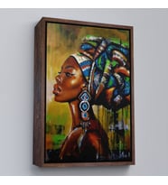 Çerçeveli Siyah Kadın Kanvas Tablo, Afrikalı Kadın Kanvas Tablo (Siyah)