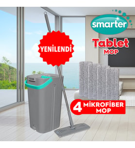 SMARTER GRİ TABLET MOP 4 ADET YEDEKLİ TEMİZLİK SETİ PASPAS