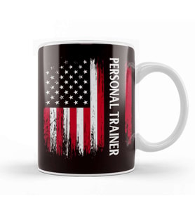 US American Flag Personal Trainer Fitness Instructor Workout Kupa Bardak Porselen