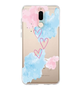 Huawei Mate 10 Lite Uyumlu Kalp Desenli Şeffaf Telefon Kılıfı