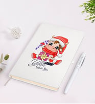 BK Gift Kişiye Özel Yılbaşı Mutlu Yıllar Tasarımlı Beyaz Defter ve Kalem Seti - 10