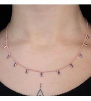 925 Ayar Rose Ametist Taşlı Gmüş Shakıra Kolye
