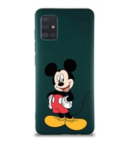 Samsung Galaxy M31S Soft Premier Kapak Mickey Mouse-E Tasarımlı Silikon Kılıf - Yeşil (Şeffaf)