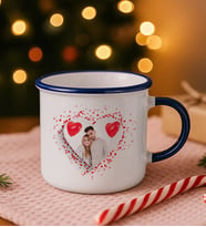 BK Gift Kişiye Özel Fotoğraflı Lacivert Emaye Kupa Bardak -1, Arkadaşa Hediye, Sevgiliye Hediye
