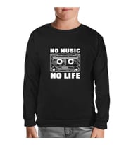 No Music No Life Cassette Tape Siyah Çocuk Sweatshirt
