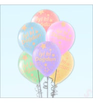 İyi ki Doğdun Çok Renkli Makaron Balon, 30cm x 8 Adet