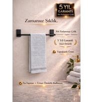 Premium Siyah 304 Paslanmaz Uzun Havluluk, Havlu Askısı Güçlü Yapışkan 5 Yıl Garanti