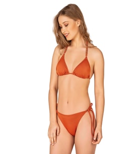 Endeep Kadın Aksesuar Detaylı Turuncu Üçgen Bikini Takımı