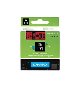 Dymo D1 Şerit Standart 12 MM x 7 Metre Kırmızı Üzerine Siyah 45017