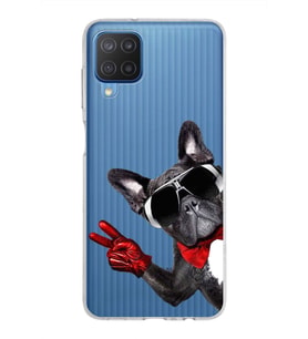 PrintiFy Samsung Galaxy M12 ile Uyumlu 1mm Slim Fit Köpek 2 050e Baskılı Şeffaf  Kılıf