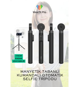 Otomatik Açılır Manyetik Telefon Tripodu Uzaktan Kumandalı Selfie Çubuğu