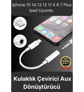 Premium Iphone 15 14 13 12 11 X 8 7 Plus Ipad Kulaklık Uyumlu Lightning Aux Çevirici Dönüştürücü