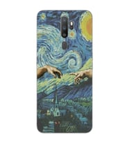 Oppo A5 2020 / A9 2020 Uyumlu Sanatsal Vintage Desenli Şeffaf Telefon Kılıfı