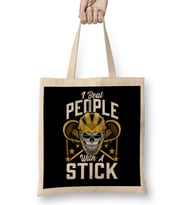 Funny I Beat People With a Stick Lacrosse LAX Pun Bez Çanta Uzun Saplı
