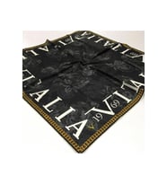 Logolu Desen Black Seri Twill Eşarp Eşarp Askısı ile Birlikte 90x90 cm Siyah Bey