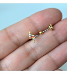 Gold Cerrahi Çelik Şimşek Modelli Piercing Helix Lob Kıkırdak Tragus (Çok Renkli)