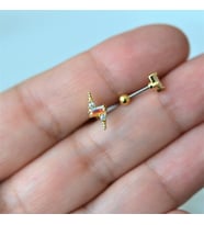 Gold Cerrahi Çelik Şimşek Modelli Piercing Helix Lob Kıkırdak Tragus (Çok Renkli)