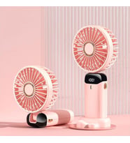 Mini El Fanı 5 Kademeli Dijital Led Göstergeli Boyun Askılı Mini Klima Vantilatör (Pembe)