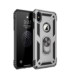 iPhone X Kılıf Sofya Yüzüklü Silikon Kapak - Gümüş