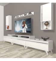 Decoraktiv Ekoflex 270TA Mdf Retro Tv Ünitesi Tv Sehpası - Parlak Beyaz